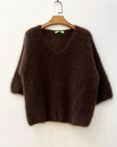 Solid mohair sweater, dark maroon