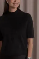Karliea short sleeve mock neck sweater, black