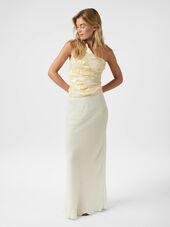 Florini big flower mesh top, light yellow