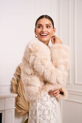 Paula faux fur jacket, beige