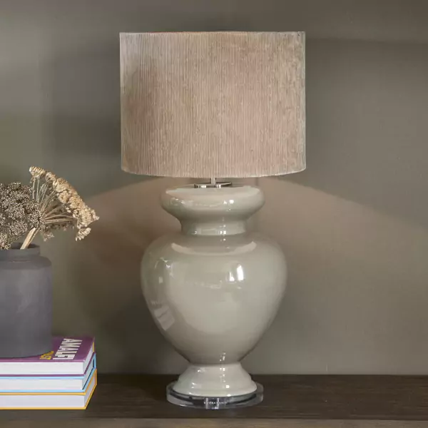 Vase table lamp, flax