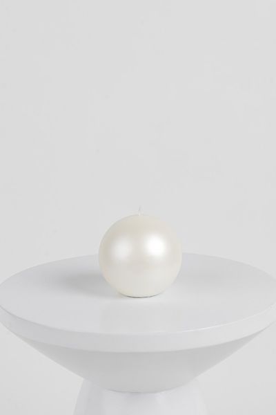 Velvet ball candle 10cm, pearl