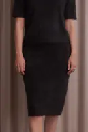 Kaia knee length cashmere skirt, black