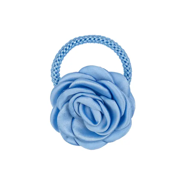 Satin rose hair tie, ibiza blue
