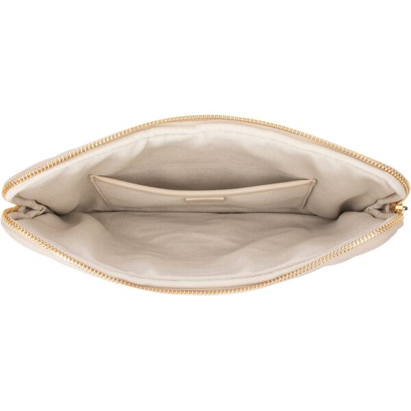 Leather quilted pouch medium, sand