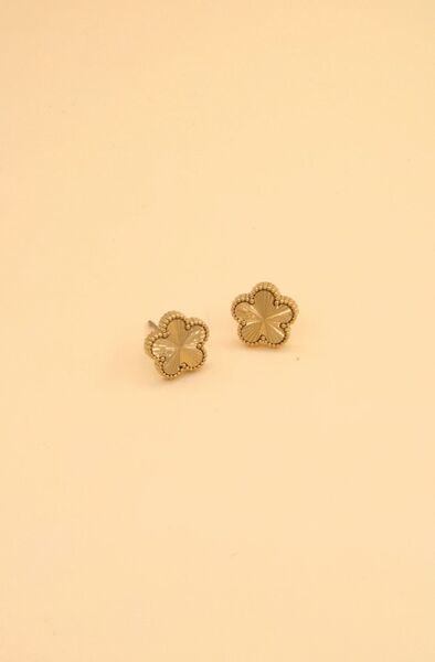 Clover stud earrings, golden