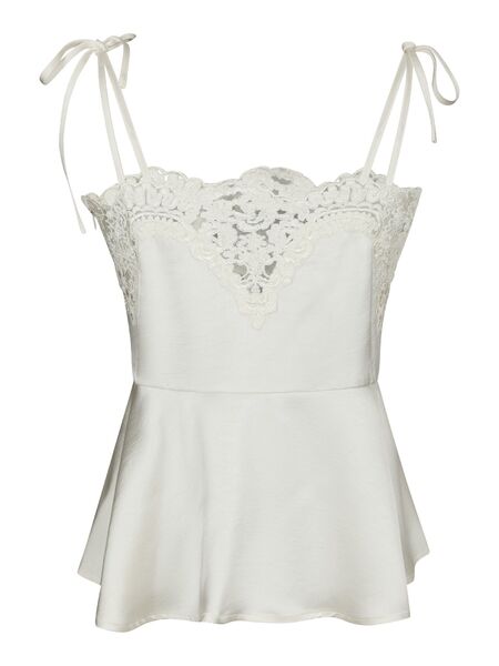 Kaela heavy sateen lace top, pearl