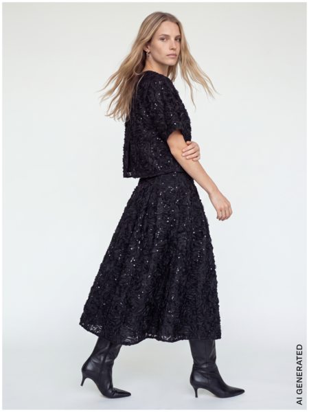 Reya sequins back top, black
