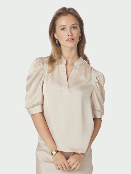 Roella heavy sateen blouse, champagne