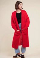 Long mohair cardigan, red