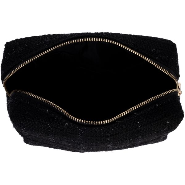 Tweed make-up pouch small, black