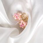 Bubble earrings, gold/pink