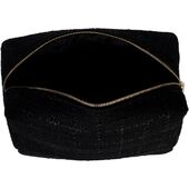 Tweed make-up pouch large, black