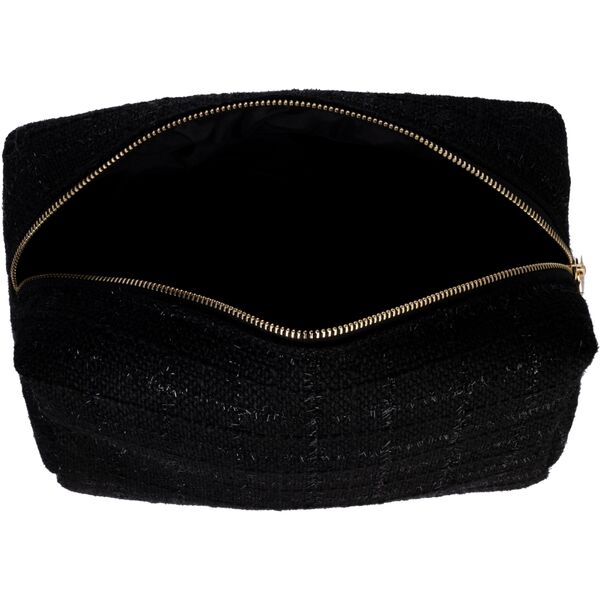 Tweed make-up pouch large, black