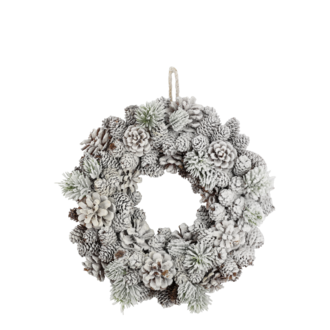 Fleur wreath with cones & snow 33cm, nature