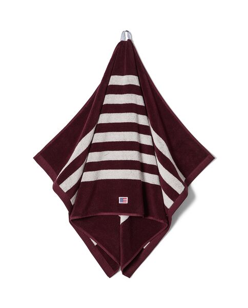 Striped terry towel 70x130, fig/snow white