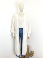 Long mohair cardigan, white