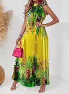 Print dress, jaune
