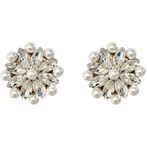 Crystal flower with pearls button covers, gold