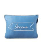 Sign organic cotton twill pillow 30x40, blue/white