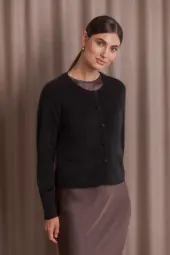 Katie long sleeve cashmere cardigan, black