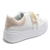 Sneakers with pearl bow, beige