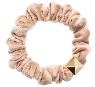 Velvet mini scrunchie, cool camel