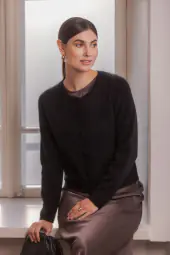 Katie long sleeve cashmere cardigan, black