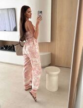 Print jumpsuit, rose
