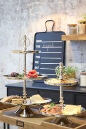 Etagere with 2 round trays, silver