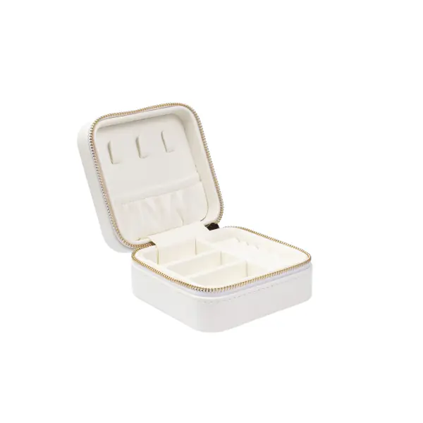 Leather jewellery box mini, off white