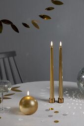 Led round candle 10cm, gold