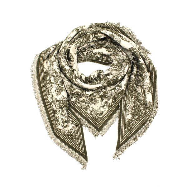 Toile De Jouy scarf, kaki