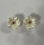Iris flower earrings, pearl white