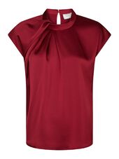 Fleur drapy satin blouse, wine
