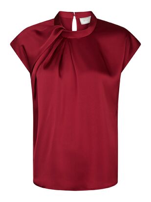 Fleur drapy satin blouse, wine