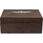 Velvet jewellery box large with crystals, chocolate brown