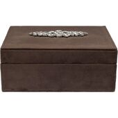 Velvet jewellery box large with crystals, chocolate brown