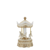 Noël music box with carousel, antique cream