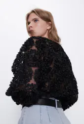 Rosette blouse, black