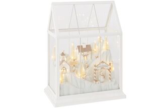 Christmas village led glass, white/gold