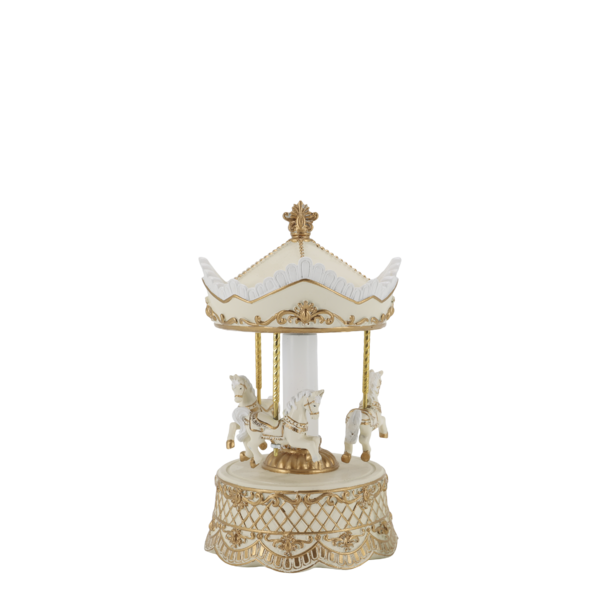 Noël music box with carousel, antique cream