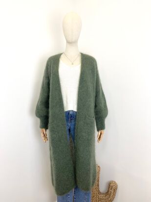 Long mohair cardigan, kaki