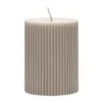 Fine rib pillar candle 7x9, flax