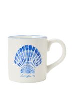 Shell stoneware mug, white/blue
