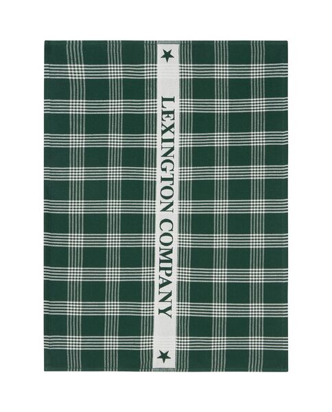 Organic cotton terry kitchen towel, green/white