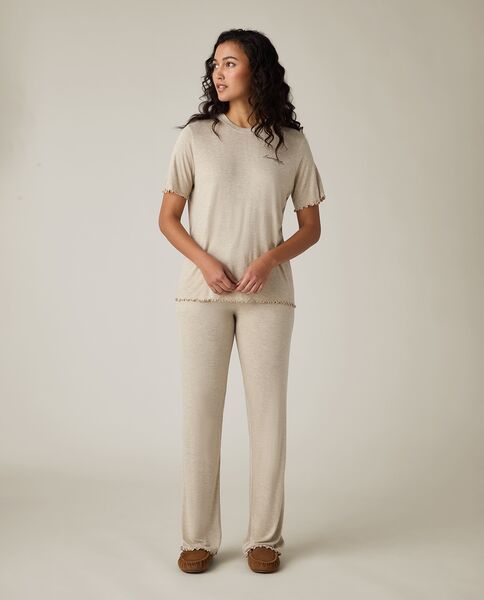 Jersey pajama set, light beige melange