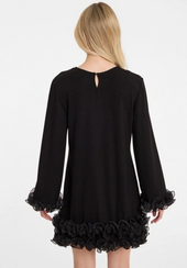 Dress with big ruffle, black