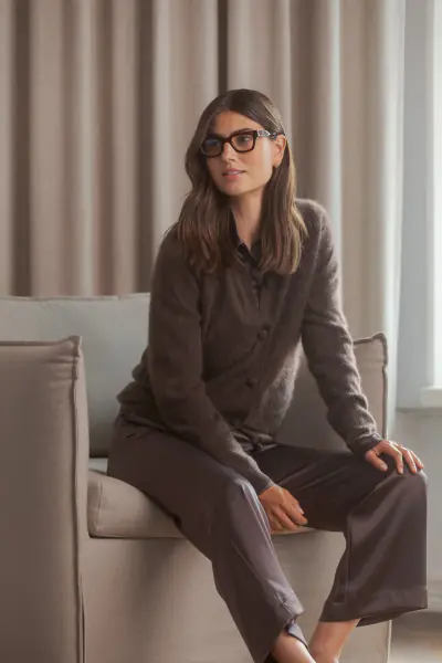 Karla twin set cashmere cardigan, dark chocolate