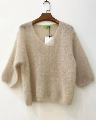 Solid mohair sweater, beige